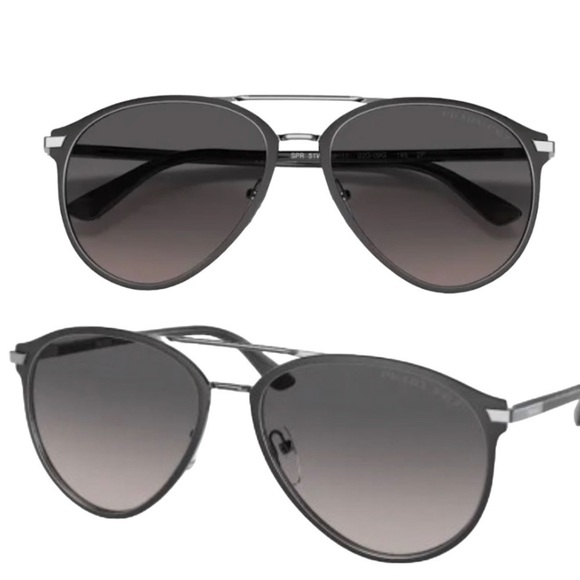 Prada PR51WS Pilot Sunglasses Prada Matte Black Grey Polarized Lens - Picture 3 of 17